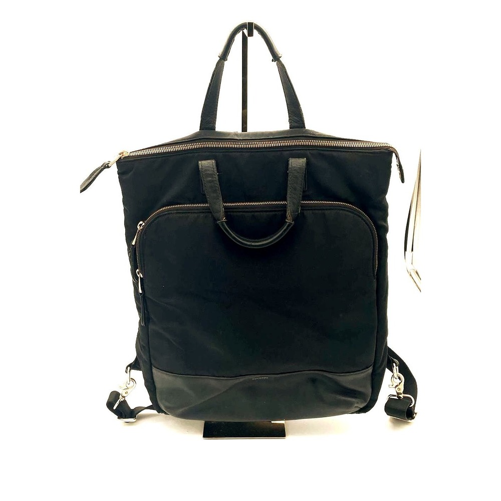 Knomo London Classic Minimalist Capsule Black Nylon and Leather Unisex Backpack